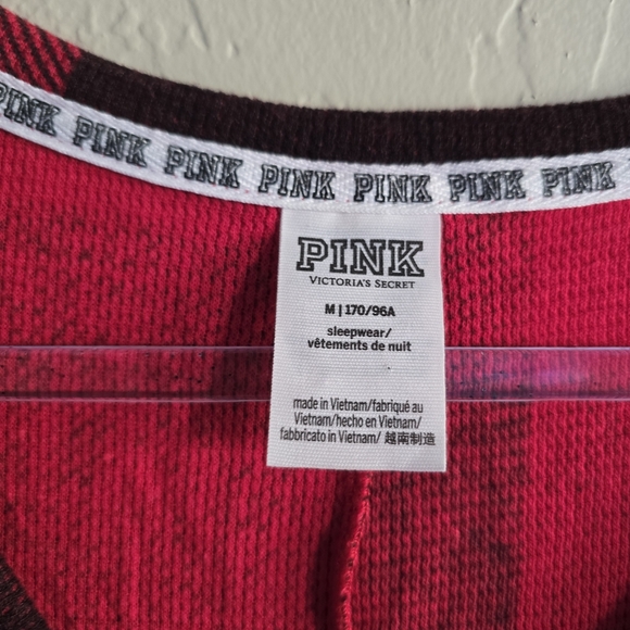 Victoria's Secret PINK Red Plaid Onesie Bling Medium - Picture 5 of 10